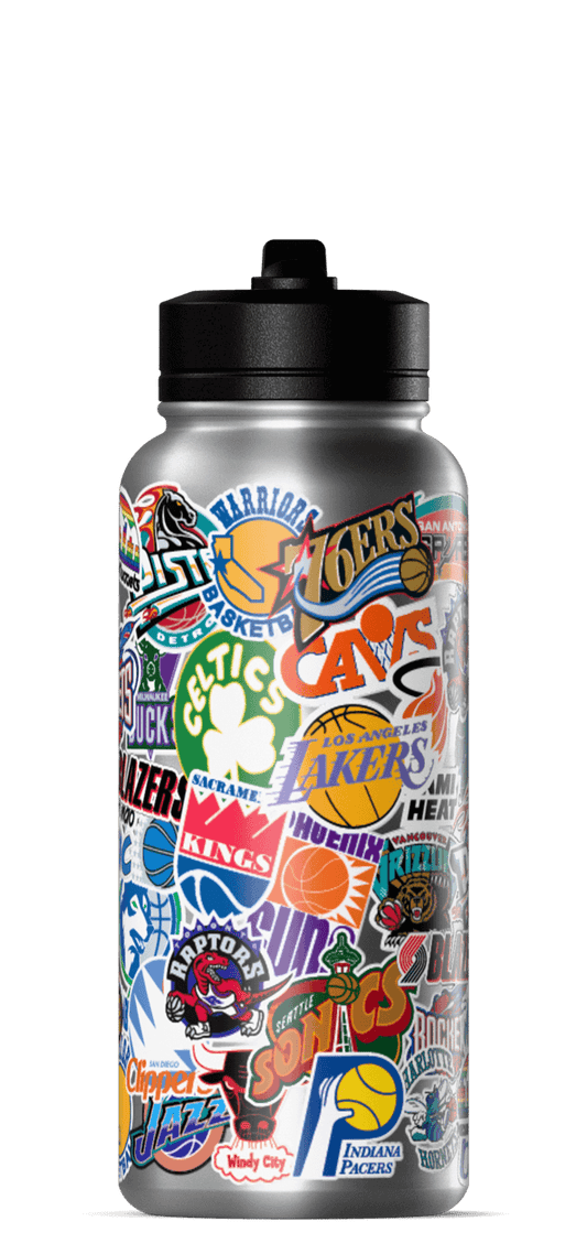 NBA 32oz All Team Sticker Print Bottle with Straw Lid