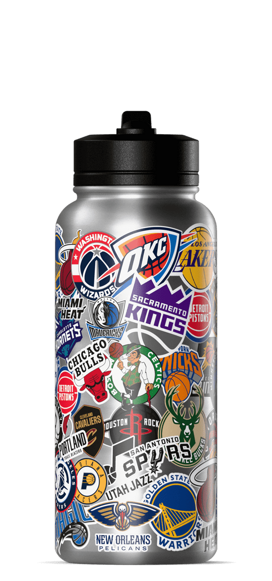 NBA 32oz All Team Sticker Print Bottle with Straw Lid - Current