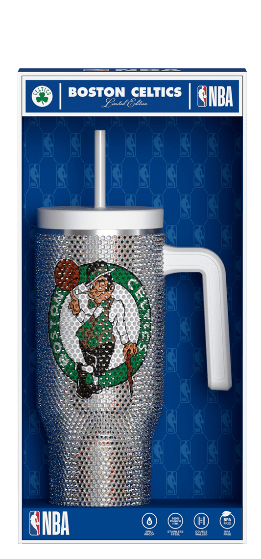NBA 40oz Bling Voyager Tumbler with Handle in Collectors Box - Boston Celtics
