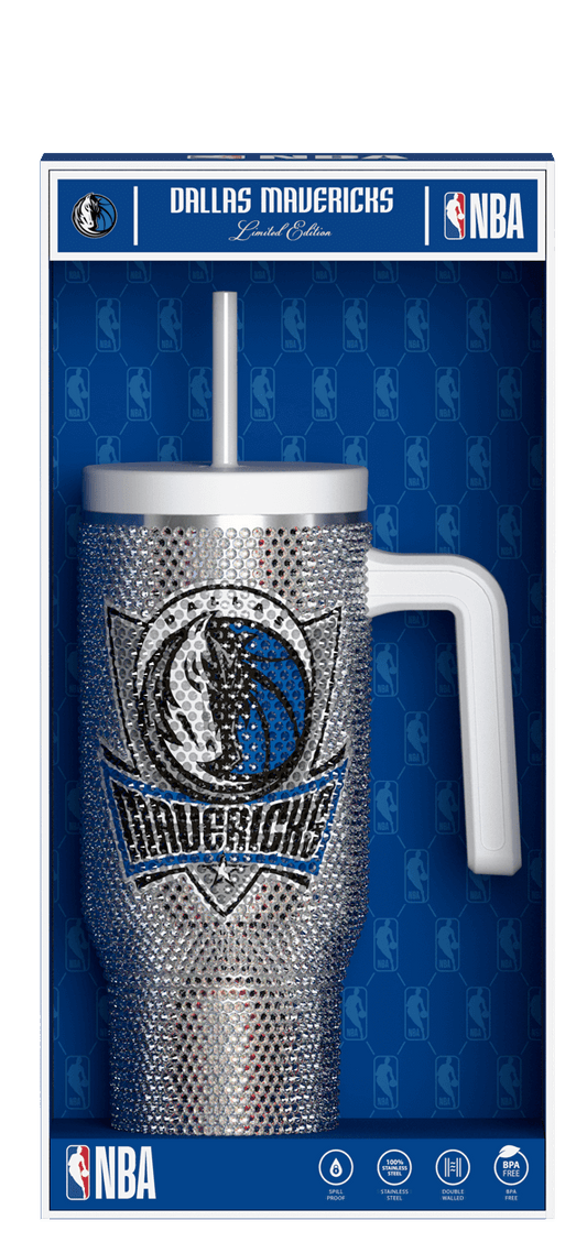NBA 40oz Bling Voyager Tumbler with Handle in Collectors Box - Dallas Mavericks