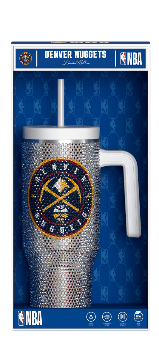 NBA 40oz Bling Voyager Tumbler with Handle in Collectors Box - Denver Nuggets