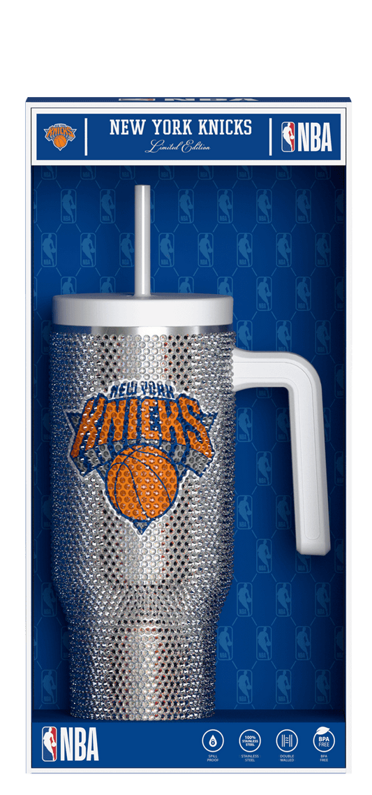 NBA 40oz Bling Voyager Tumbler with Handle in Collectors Box - New York Knicks