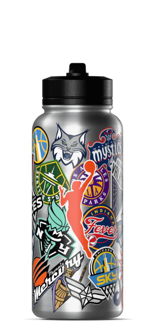 WNBA 32oz All Team Sticker Print Bottle with Straw Lid